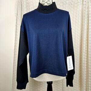 (NEW) Athleta Venice Colorblock Navy Black Sweatshirt Size Large
